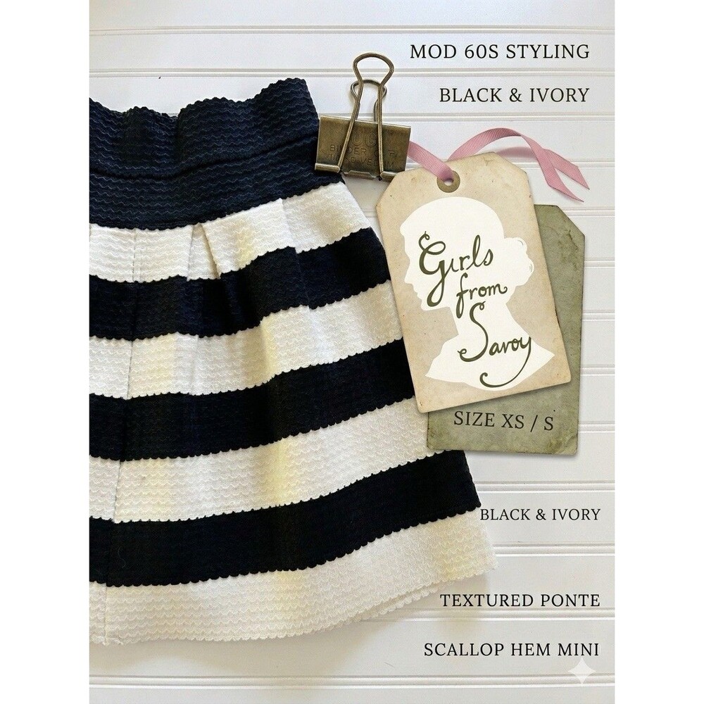 Anthroplogie Girls From Savoy Striped Ponte Bell Skirt-Texturd Scallop Hem- XS/S